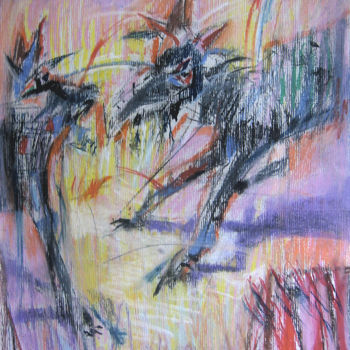 Malarstwo zatytułowany „Agresja | Aggression” autorstwa Edward Umiński, Oryginalna praca, Pastel