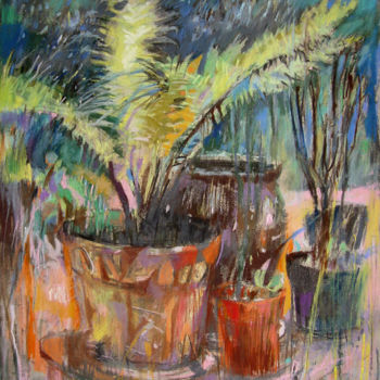 Painting titled "Paproć | Fern" by Edward Umiński, Original Artwork, Pastel