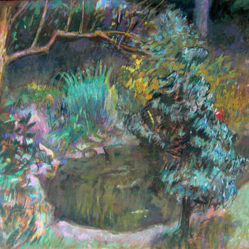 Картина под названием "Leśny staw | Forest…" - Edward Umiński, Подлинное произведение искусства, Пастель