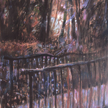Картина под названием "Kładka | Footbridge" - Edward Umiński, Подлинное произведение искусства, Пастель