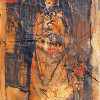 Pintura intitulada "Postać z psem | A F…" por Edward Umiński, Obras de arte originais, Acrílico
