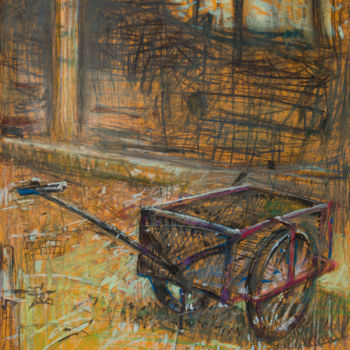 Malerei mit dem Titel "Rydwan w ogrodzie |…" von Edward Umiński, Original-Kunstwerk, Pastell