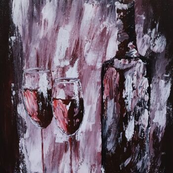 Картина под названием "Романтический ужин" - Milla, Подлинное произведение искусства, Акрил Установлен на Деревянная рама дл…