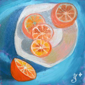 Painting titled "An orange" by Anastasiia Naumenko, Original Artwork, Oil