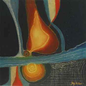 Malerei mit dem Titel "Erotik am Fluss" von Jörg Hanam, Original-Kunstwerk, Öl