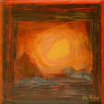 Malerei mit dem Titel "Abendsonne am Bergs…" von Jörg Hanam, Original-Kunstwerk, Öl