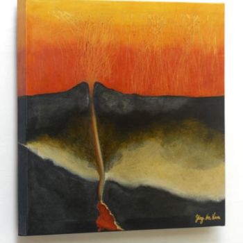 Malerei mit dem Titel "Vulkan bricht aus" von Jörg Hanam, Original-Kunstwerk, Öl