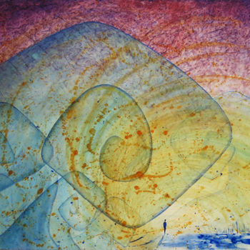 Peinture intitulée "Particle or Wave?" par Un Air De Kiwano, Œuvre d'art originale, Huile