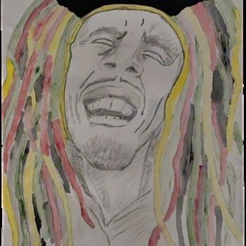 Dessin intitulée "Vintage Marley on V…" par Unchained, Œuvre d'art originale, Crayon