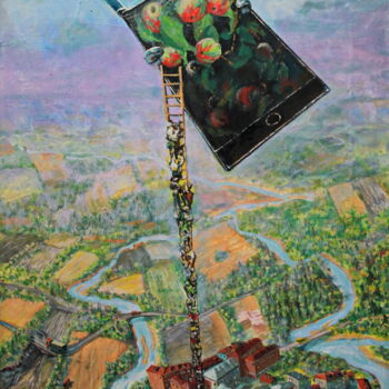 Peinture intitulée "Попытка селфи фотоо…" par Krnkhv, Œuvre d'art originale, Huile