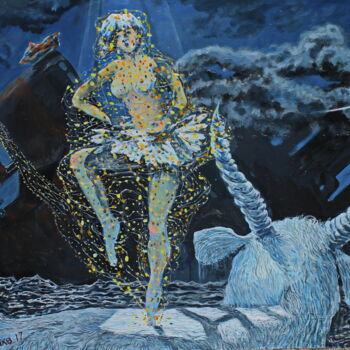 Pittura intitolato "Четвёртое похищение…" da Krnkhv, Opera d'arte originale, Olio