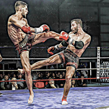 Photographie intitulée "Boxeur sur un ring…" par Farouk Ferrah, Œuvre d'art originale, Photographie manipulée
