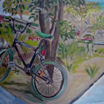 "bahçede bisiklet" başlıklı Tablo İSmail Üner tarafından, Orijinal sanat