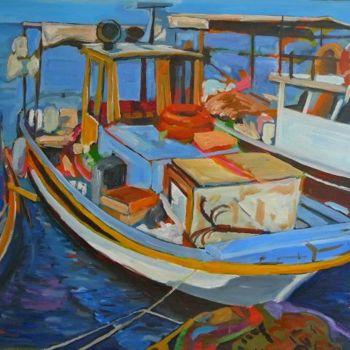 Painting titled "Tekneler" by İSmail Üner, Original Artwork