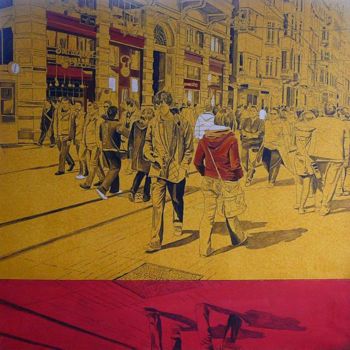 Painting titled "İstiklal Caddesi nd…" by İSmail Üner, Original Artwork