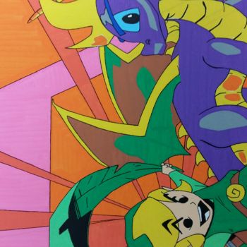 Malerei mit dem Titel "Toon Link/Spyro the…" von Xavier Nowakowski, Original-Kunstwerk, Andere