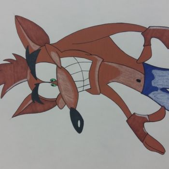 Zeichnungen mit dem Titel "Crash Bandicoot" von Xavier Nowakowski, Original-Kunstwerk, Kreide