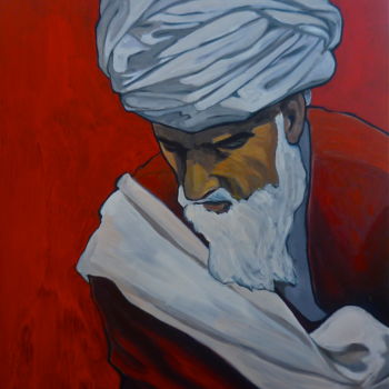 Painting titled "L'Afghan" by James La Bruyere, Original Artwork, Acrylic Mounted on Wood Stretcher frame