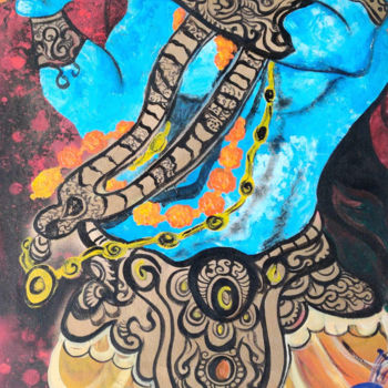 Painting titled "Krishna" by Unknow Artist, Original Artwork, Acrylic
