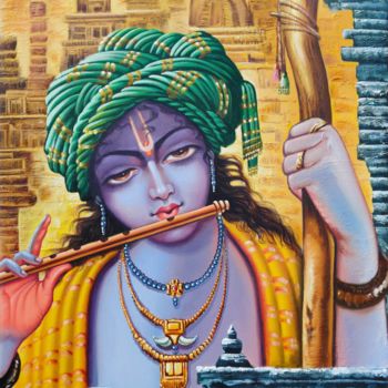 Pittura intitolato "Krishna1" da Unknow Artist, Opera d'arte originale, Acrilico