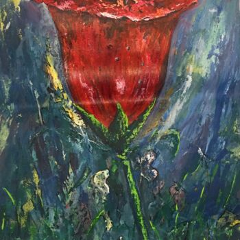 Painting titled "FLEUR CHOUBLAQUE" by Unknown Artist, Original Artwork, Acrylic