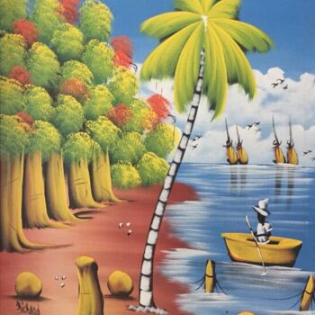 Malerei mit dem Titel "Día de Pesca" von Unknown Artist, Original-Kunstwerk, Acryl