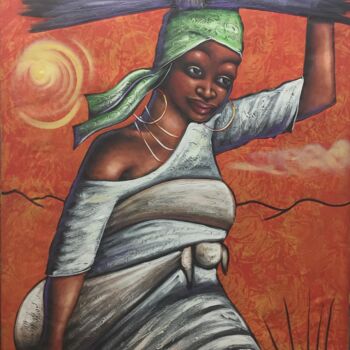 Painting titled "Mujer de campo" by Unknown Artist, Original Artwork, Oil