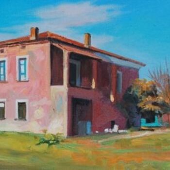 Painting titled "country house" by Unknown Artist, Original Artwork, Oil