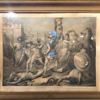 Impressões e gravuras intitulada "Revenge of Achilles" por Unknown Artist, Obras de arte originais, Litografia