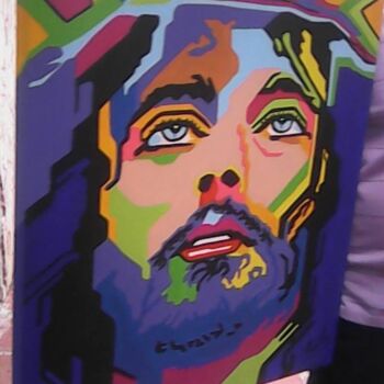 Schilderij getiteld "jesus pop art acril…" door Unknown Artist, Origineel Kunstwerk, Acryl