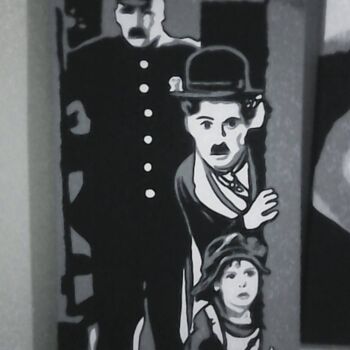 Schilderij getiteld "charles chaplin acr…" door Unknown Artist, Origineel Kunstwerk, Acryl