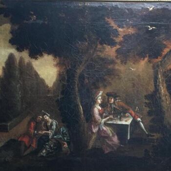 Peinture intitulée "Tableau ancien fin…" par Unknown Artist, Œuvre d'art originale, Huile Monté sur Châssis en bois