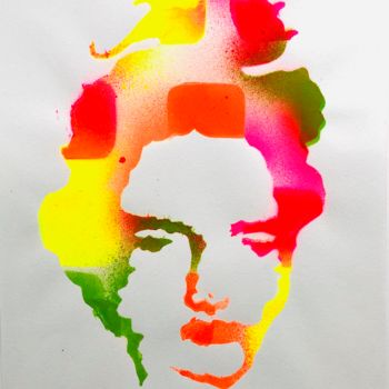 Painting titled "Frida Kahlo in Cube…" by Upper Playground, Original Artwork, Spray paint