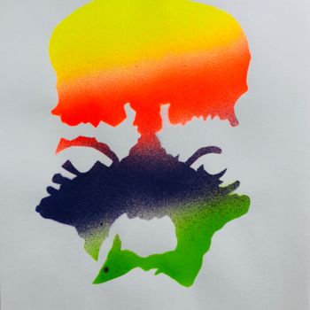 "Rainbow Skull - Upp…" başlıklı Tablo Upper Playground tarafından, Orijinal sanat, Sprey boya