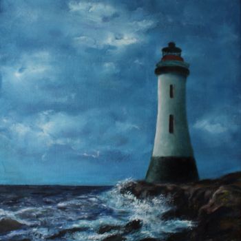 Painting titled "Lighthouse" by Iryna Budai, Original Artwork, Oil