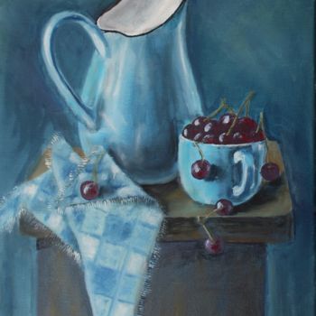 Pintura titulada "Голубой натюрморт" por Iryna Budai, Obra de arte original, Oleo