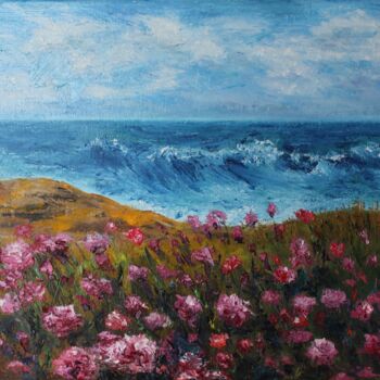 Painting titled "Море и ветер" by Iryna Budai, Original Artwork, Oil