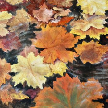 Картина под названием "Осенние листья" - Iryna Budai, Подлинное произведение искусства, Масло