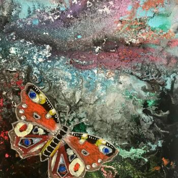 Картина под названием "Бабочка над лесом" - Iryna Budai, Подлинное произведение искусства, Акрил