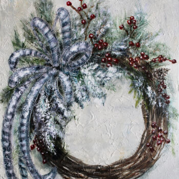 Peinture intitulée "Рождественский венок" par Iryna Budai, Œuvre d'art originale, Acrylique