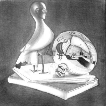 Painting titled "Escher Bird" by Tracy Kelly, Original Artwork