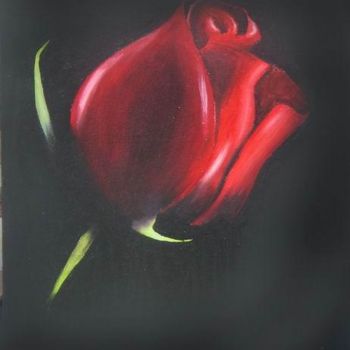 Painting titled "Crimson Rose" by Tracy Kelly, Original Artwork