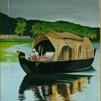 绘画 标题为“Floating boat of Ke…” 由Chandan Mondal, 原创艺术品, 水彩