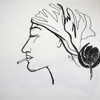Drawing titled "fumeuse repentie" by Uriel Vallois, Original Artwork