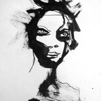Drawing titled "visage" by Uriel Vallois, Original Artwork