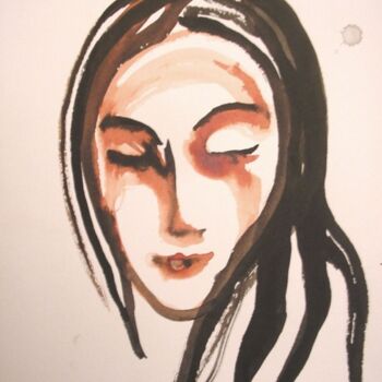 Drawing titled "jeune femme" by Uriel Vallois, Original Artwork