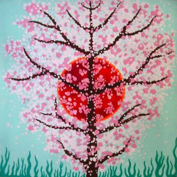 Malerei mit dem Titel "cerisier levant" von Uriel Vallois, Original-Kunstwerk