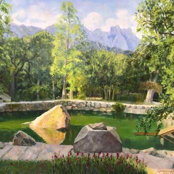Картина под названием "В парке" - Юрій Царинний, Подлинное произведение искусства, Масло