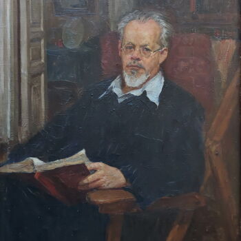 Peinture intitulée "Мужской портрет" par Iurii Viktorovich Gusev, Œuvre d'art originale, Huile Monté sur Châssis en bois