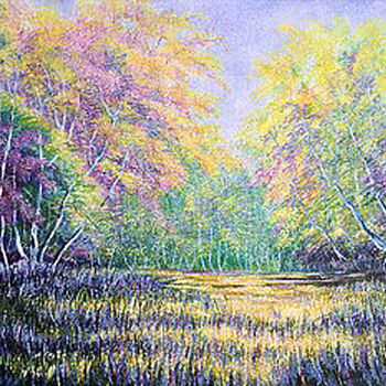 Картина под названием "Spring landscape" - Uriy Bykov, Подлинное произведение искусства, Масло